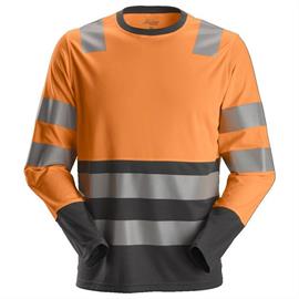 Тениска с дълъг ръкав, оранжева, с висока видимост, клас 2