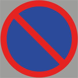 Značka Zákaz stání z označovací fólie, šedá/modrá/červená, 100 x 100 cm