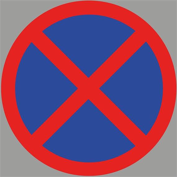 Značka Zákaz zastavení a stání z označovací fólie, šedá/modrá/červená, 100 x 100 cm