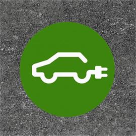 Čerpací stanice pro elektromobily / nabíjecí stanice kulatá zelená / bílá 80 x 80 cm