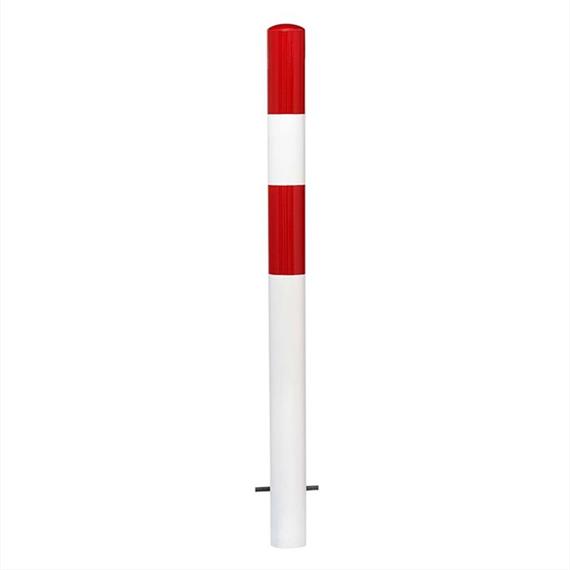 MORION Sperrpfosten, fest., Ø 90 mm, feuerverzinkt, rot-weiß, reflektierend