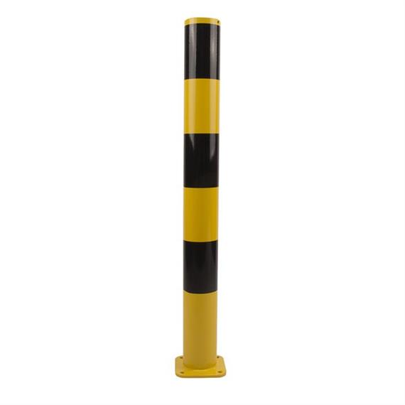 Afspærringsstolpe metalbeskyttelsesstolpe gul/sort - 108 x 600 mm