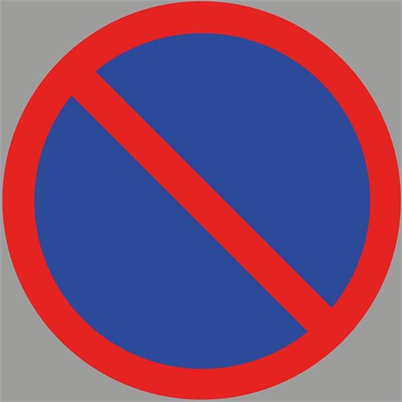 Parkeringsforbudsskilt af markeringsfilm, grå/blå/rød, 100 x 100 cm