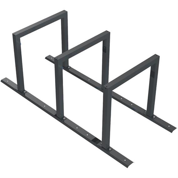 3 row system Bicycle stand as row systemnwith rail system fornsteel tube lean-to bars (6