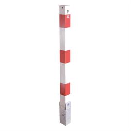 Barrier post steel tube 70 x 70 mm foldable, with profile cylinder lock with lifting- tilting mechanism