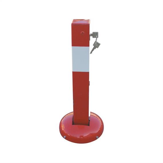 Collision-proof barrier post foldable with profile cylinder lock