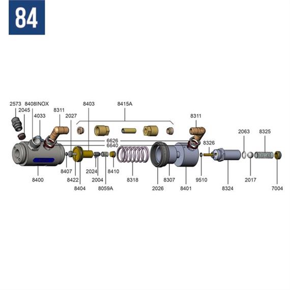 Complete piston body stainless steel mod 84