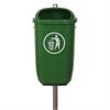 Flexi litter garbage can with galvanized column for disposing of dog waste  RAL 6002 leaf green