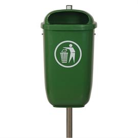 Flexi litter garbage can with galvanized column for disposing of dog waste  RAL 6002 leaf green