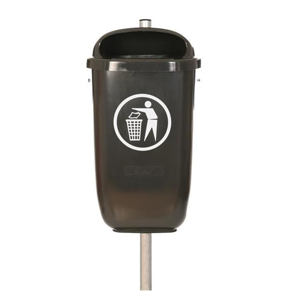 Flexi litter garbage can with galvanized column for disposing of dog waste  RAL 7021 black-grey