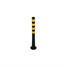 Flexible shut-off post black 1000 mm with reflective stripes in yellow