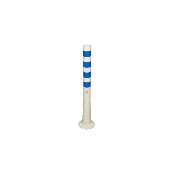 Flexible shut-off post white 1000 mm with blue reflective stripes