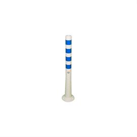 Flexible shut-off post white 1000 mm with blue reflective stripes
