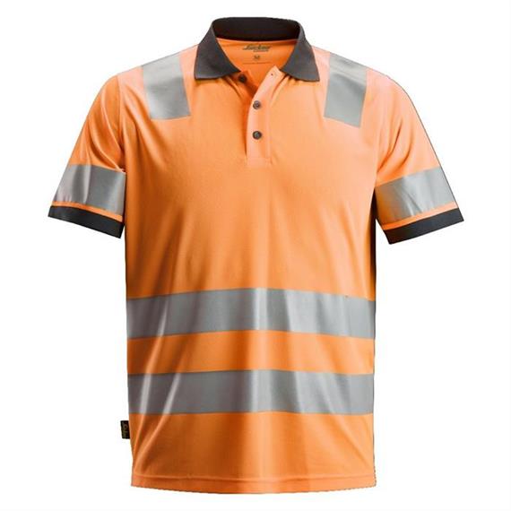 High-vis polo shirt, high-visibility class 2 orange - Size: XS