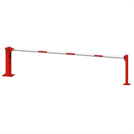 Manual barrier with gas spring and fixed support post