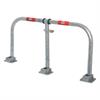 Parking lot barrier bracket foldable with padlock hot-dip galvanized / red refl. stripes