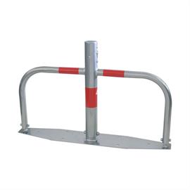 Parking lot barrier reversible, with profile cylinder lock hot-dip galvanized / red refl. stripes