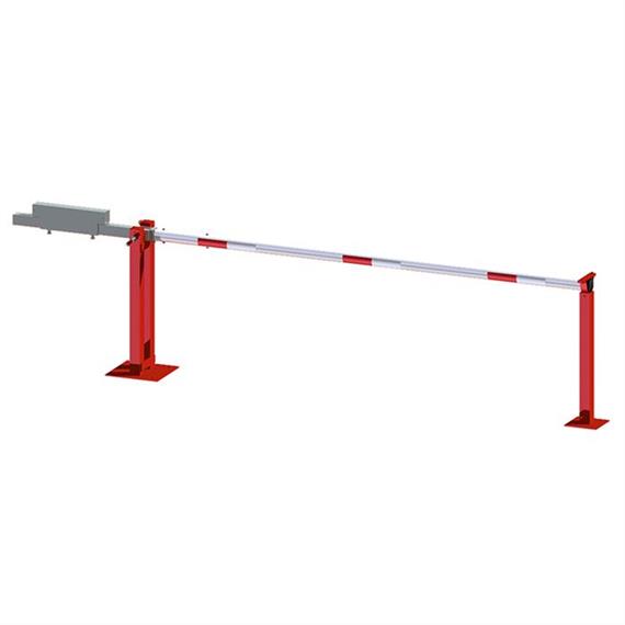 Road barrier with counterweight and support bracket