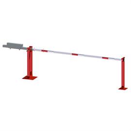 Road barrier with counterweight and support bracket