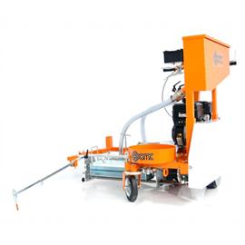 Road marking machine for cold plastics with belt drive