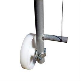 Roller for construction fence gate element