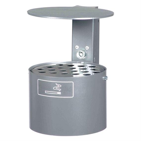 Round ashtray with roof, for wall + post mounting