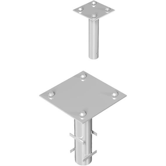 Set of ground sockets for embedding in concrete for main and support posts of the road barrier type 415 incl. Schr