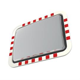 Stainless steel traffic mirror, rectangular, with anti-icing protection