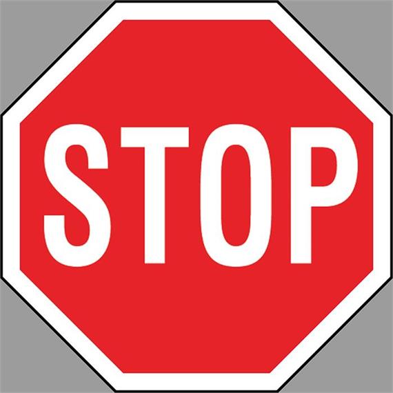 Stop made of marking foil, black/red/white, 100 x 100 cm