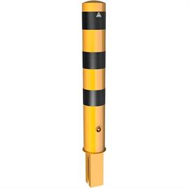 Tubular steel bollard - Ø 152 x 3.2 mm removable, with triangular lock yellow / black