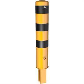 Tubular steel bollard - Ø 193 x 3.6 mm removable, with triangular lock yellow / black