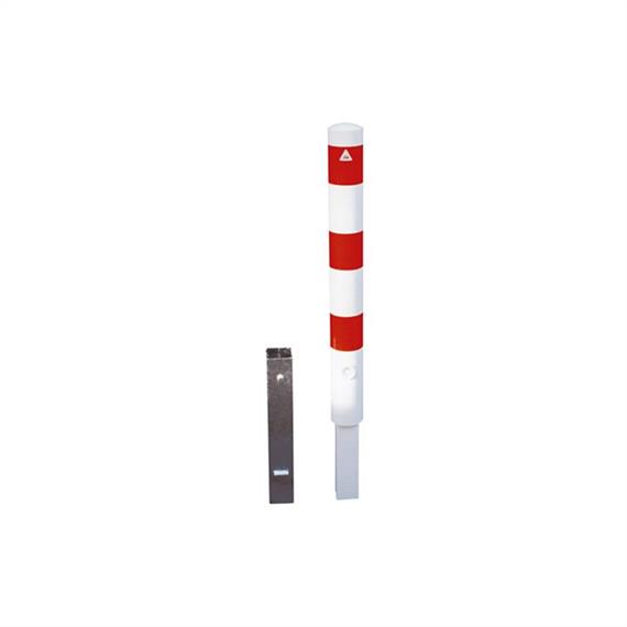 Tubular steel bollard - Ø 193 x 3.6 mm removable, with triangular lock hot-dip galvanized / white coated