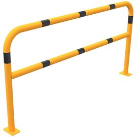 Tubular steel bracket yellow / black with crossbar to set in concrete