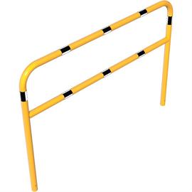 Tubular steel bracket yellow / black with crossbar to set in concrete