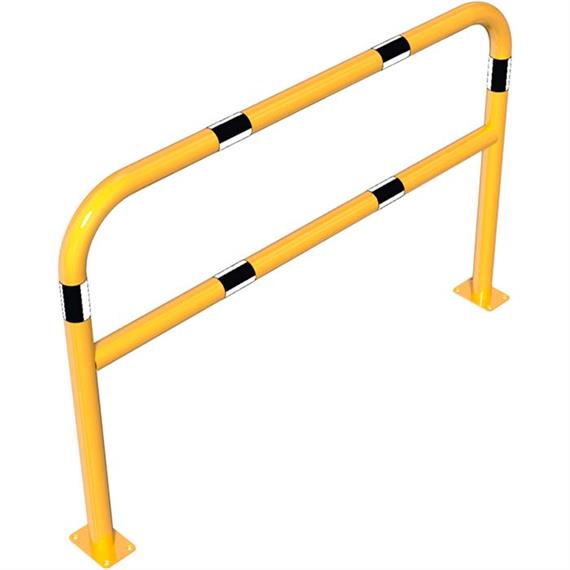 Tubular steel bracket yellow / black with crossbar to set in concrete