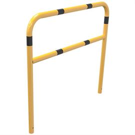 Tubular steel bracket yellow / black with crossbar to set in concrete