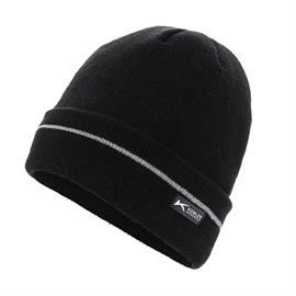 Winter knitted hat with turned-up hem