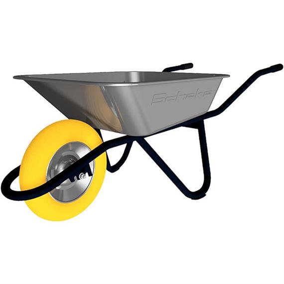 Carretilla tipo Polier, bandeja plana de 85l, espesor de la chapa: 1,25 mm, bastidor tubular robusto de - Ø 32 x 1