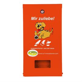 Dispensador de bolsas para excrementos de perro Snoopie para montaje en pared  RAL 2004 naranja puro