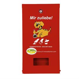 Dispensador de bolsas para excrementos de perro Snoopie para montaje en pared  Rojo tráfico RAL 3020