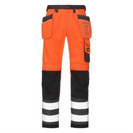 Pantalones de trabajo de alta visibilidad con bolsillos en la funda, naranja cl. 2, talla 84.