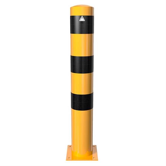 Pivote tubular de acero - Ø 152 x 3,2 mm para fijación con tacos amarillo / negro