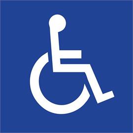 Plaza de aparcamiento para discapacitados de lámina de señalización autoadhesiva, azul/blanco, 100 x 100 cm