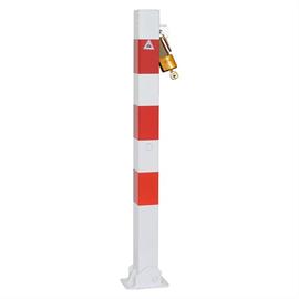 Poste de barrera tubo de acero 70 x 70 mm plegable, para candado