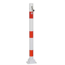 Poste de barrera tubo de acero - Ø 60 x 2,5 mm plegable con cierre de cilindro de perfil