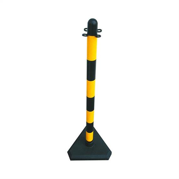 Poste de plástico - Ø 40 mm, base triangular amarilla/negra