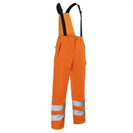 REFLECTIQ Pantalones de alta visibilidad para intemperie, pantalones con peto y tirantes PSA 2 - naranja de advertencia