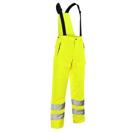 REFLECTIQ Pantalones de alta visibilidad para la intemperie, pantalones con peto y tirantes PSA 2 - amarillo de advertencia