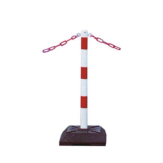 Soporte de cadena, pesado - Tubo de acero de Ø 60 mm galvanizado en caliente con recubrimiento blanco / rojo