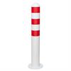 CITY Schutzpoller aus Stahl, feuerverzinkt und weiß beschichtet, mit drei roten Reflexringen, zum Aufdübeln